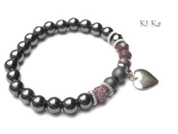 Kolekcja rich heart red hematyt shamballa swarovski serce