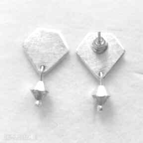 Diament kolczyki katarzyna kaminska srebro, swarovski, zmatowione