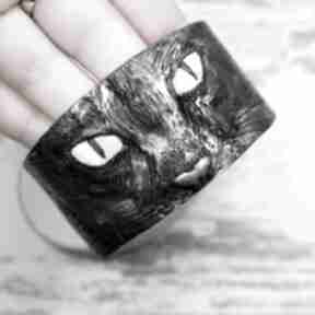 "czarny kot" ręcznie robiona bransoleta kameleon czarny kot