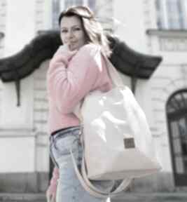 Shopper z ekoskóry pudrowy róż na ramię sabi tatka torebka, damska - torba zakupy, do pracy