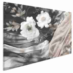 Obraz na płótnie - martwa natura biały kwiat tkanina 120x80 cm 116001 vaku dsgn, do salonu