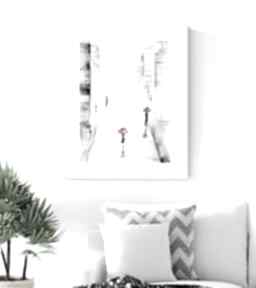 Grafika 30x40 cm wykonana ręcznie, abstrakcja, obraz do salonu, deszczowa ulica, 2572734