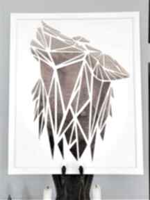 Wyjący ombre cieniowany drewniany 3d geometryczny w ramie 40x50cm art grawka obraz