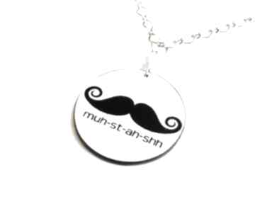 Naszyjnik moustache wąsy poli glinka design, elegancki, decoupage