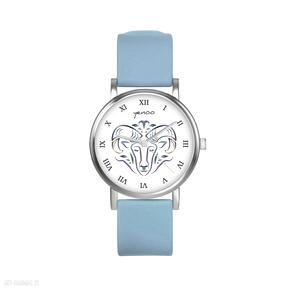 Zegarek mały - baran silikonowy, niebieski zegarki yenoo, pasek, znak zodiaku, horoskop