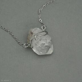Naszyjnik z kamieniami wire wrapping: kryształ górski: biżuteria autorska, prezent dla niej