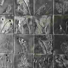 Zestaw kafli ceramiczny nocny ogród ceramika ceramystiq studio z roślinami, panel ścienny