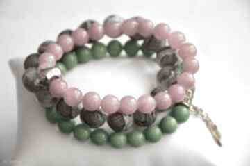 Kamień ozdobny marmur zielony z charmsem pszczołą bracelet by sis, kamienie, nowość, prezent