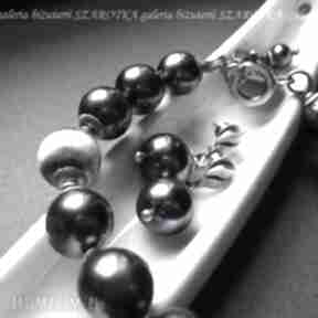 Perły nocą komplet biżuterii z naturalnych pereł i srebra szarotka, rzeczne, oksydowane