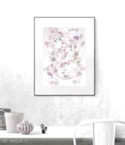 Różowa dekoracja na ścianę, kolorowa abstrakcja, grafika do sypialni, ręcznie malowana annasko