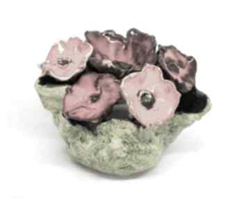 Flower box kwiaty ceramiczne piękny duży wyjątkowy komplet handmade rekodzieło ceramika iguana