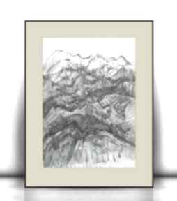 Czarno biały 30x40, malowany ręcznie, z górami, minimalizm annasko góry, nowoczesne obrazy