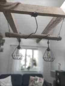 Drewniana lampa wiszącą jaro blue0, loftowa, sufitowa, rustikalna