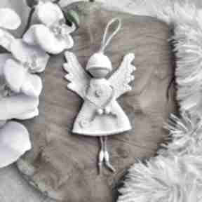 Anioł boho na szydełku 15 cm dekoracje czarownica dekoruje - prezent, z drewna i włóczki