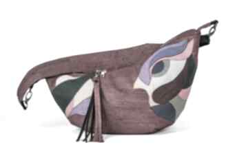 Unikatowa bordowa torba z naszywanym wzorem rajski ptak na ramię co tu sie kroi oryginalna