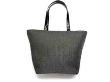 Pomysł na świąteczny. Shopper bag łódka - tkanina w jodełkę grey na ramię torebki niezwykle