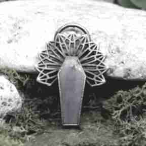 Miedziany wisior z czaroitem santa muerte #335 metal earth czaroit, charoit, amulet, vintage