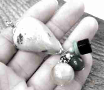 Kolorowy wisior: zielen czernią naszyjniki witrażka wisiorek, kamienie naturalne, serpentynit