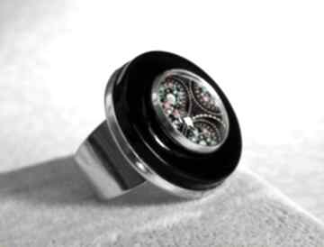 Duży pierścionek z onyksem gala vena, onyks, czarny, modern, nowoczesny, urban style