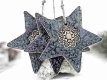Pomysł na prezent święta! Komplet - 3 ceramiczne gwiazdki choinkowe niebo dekoracje świąteczne