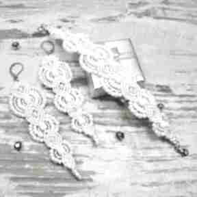 Komplet biżuterii ślubnej - długie kolczyki i bransoletka