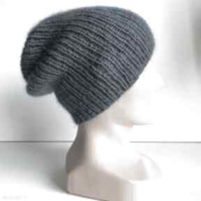 Handmade czapka damska aurea 100% baby merino plus moher i jedwab 42 27 petrol nitkowe love