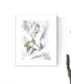 Grafika A4 malowana ręcznie, abstrakcja, styl skandynawski, czarno biała mini mal art obraz