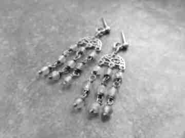 Kolczyki z kamieniami - labradorytem, srebro: srebrne: prezent dla kobiety