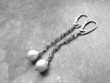 Kolczyki z perłą i labradorytami lahovska z perłami, srebrne, z kamieniami, hodowlane