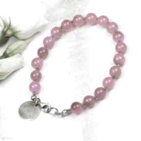 Srebrna bransoletka z różowymi agatami a857 artseko różowa, kamienie, dziewczęca z agatowa
