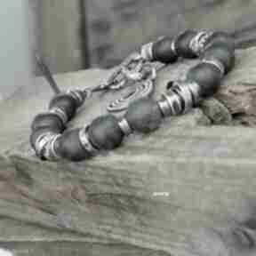 Bursztyn unisex - bransoletka 0111 arvena, srebro oksydowane - nowoczesna biżuteria