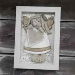 Pamiątka sary - aniołek komunijny w ramce - obrazek dla dziecka magosza