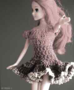 Sukienka dla lalki barbie szydełkowa bawełniana typu