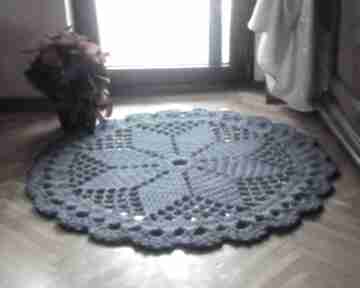Dywan dace 120 cm, dla pani renaty arte dania, okrągły, ze sznurka, ażurowy, z bawełny
