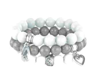 Light blue grey white set jadeit koralik praca autorstwa pracowni