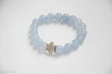 Bracelet by sis: jasno niebieski jadeit z cyrkoniową gwiazdą, star, kamienie, prezent