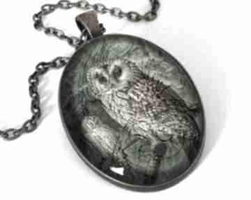 Wiktoriańska sowa owalny medalion łańcuszkiem wiktoriański