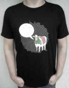 T-shirt podkoszulek unisex z autorskim wzorem krowa kolor czarny