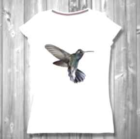 Modna koszulka z nadrukiem bawełna wysoka jakośc - koliberek bluzki gala vena nadruk, ptaszek