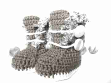 Buciki szydełkowe kozaki brązowe ma i bla, korzuszek