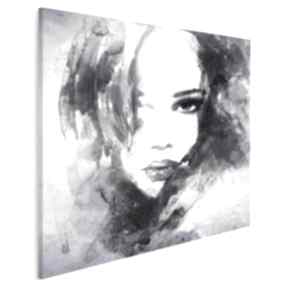 Obraz na płótnie - fiolet w kwadracie 80x80 cm 14908 vaku dsgn kobieta, portret, twarz