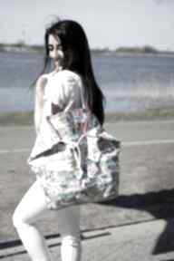 Duża torba na ramię i plażę w różówe flemingi nashani, torebka, plażowa
