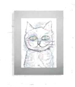 Kot rysunek akwarela zwierzęta, obraz. Malowany ręcznie pokoik dziecka annasko