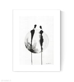 Grafika a4 malowana ręcznie, abstrakcja, styl skandynawski, czarno biała, 3096793 minimal art