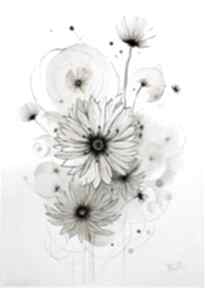 Kwiatowa ekspresja, akwarela A3 joannatkrol kwiaty, abstrakcja, margaretki