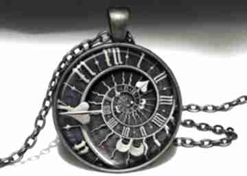 Steampunk duży medalion łańcuszkiem zegar naszyjnik spirala