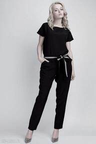 Kombinezon, kb102 czarny ubrania lanti urban fashion spodnie, bluzka, elegancki, pasek