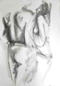 Lovers - 100x70 galeria alina louka kobieta szkic, miłość obraz, kochankowie, czarno biała