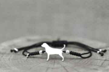 Rottweiler - bransoletka z psem, srebro próby 925 pasją i pędzlem rotek, pies, sznurkowa