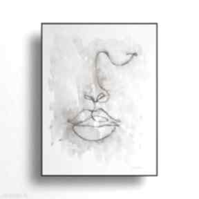 minimalizm formatu 24x32 cm paulina lebida akwarela, twarz, abstrakcja